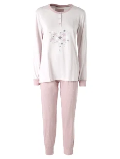 Infiore GALAXY Pigiama lungo da donna in cotone con stampe - rosa
