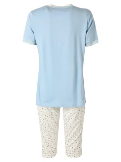 Infiore LOVELY Pigiama donna in cotone con t-shirt e pinocchietti - azzurro