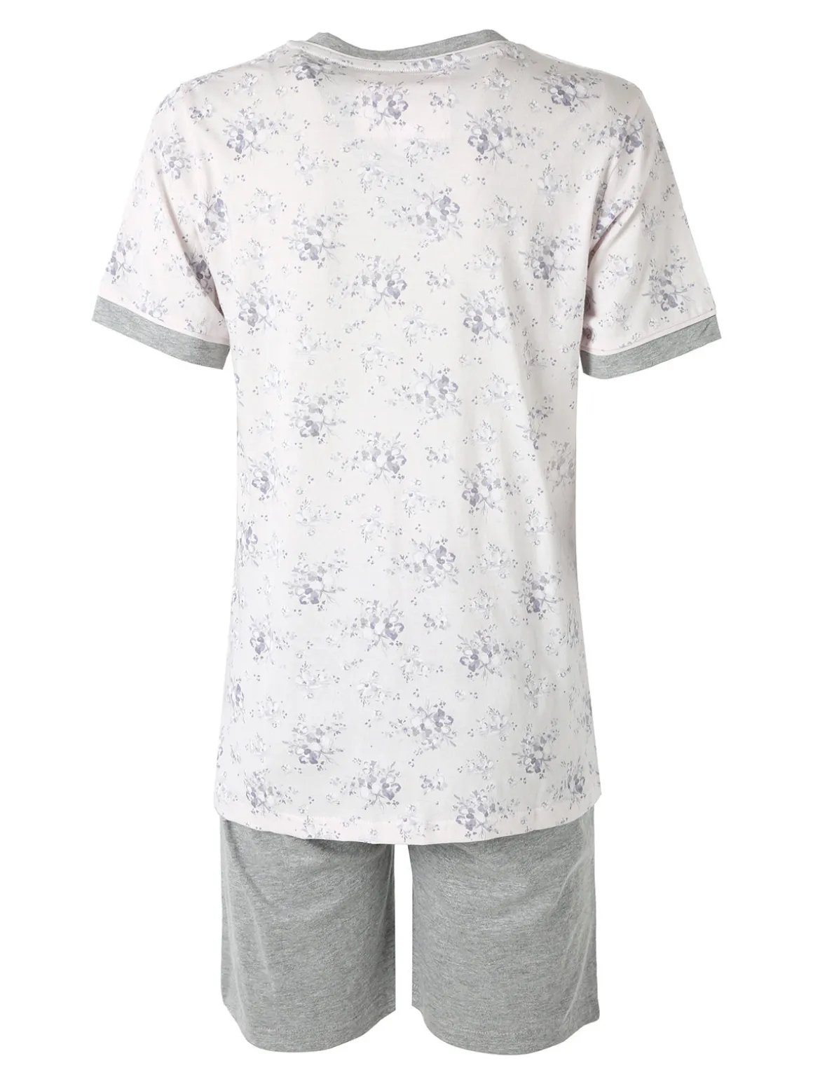 Infiore NUVOLA pigiama in cotone da donna con t-shirt floreale e shorts taglie grandi - grigio