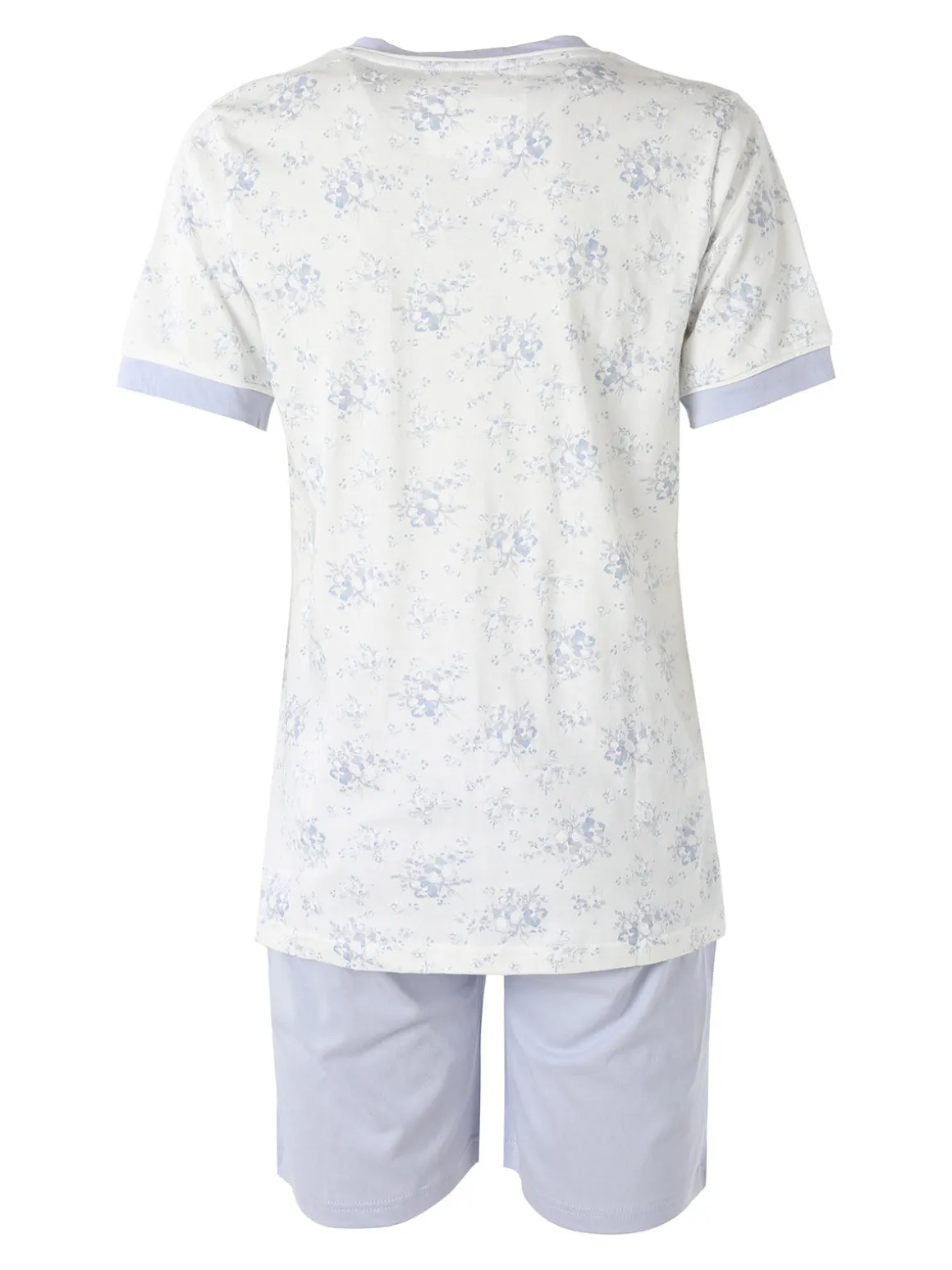 Infiore NUVOLA pigiama in cotone da donna con t-shirt floreale e shorts - azzurro
