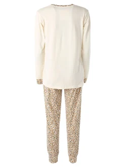 Infiore SAUVAGE Pigiama lungo da donna in cotone con stampa animalier - naturale