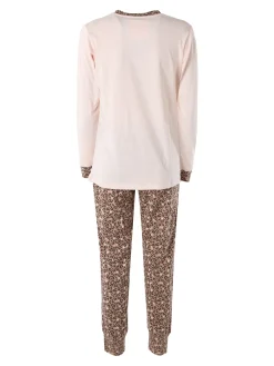 Infiore SAUVAGE Pigiama lungo da donna in cotone con stampa animalier - rosa