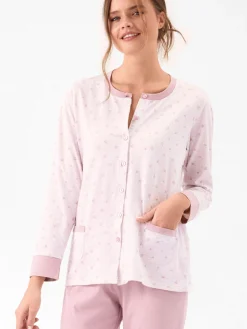 Infiore WILDLOVE Pigiama aperto da donna in cotone con bottoni - rosa