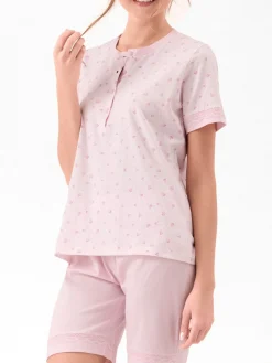 Infiore WILDLOVE Pigiama corto in cotone da donna con t-shirt e shorts - rosa