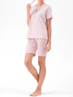 Infiore WILDLOVE Pigiama corto in cotone da donna con t-shirt e shorts - rosa