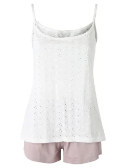 Infiore YOUNG Pigiama corto da donna in cotone con spalline sottili e shorts - panna
