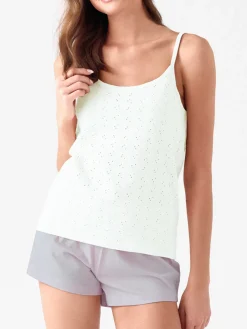 Infiore YOUNG Pigiama corto da donna in cotone con spalline sottili e shorts - panna
