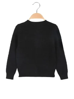 Injuly Cardigan da bambina in maglia con bottoni - nero
