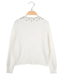 Injuly Cardigan da bambina in maglia con bottoni gioiello
