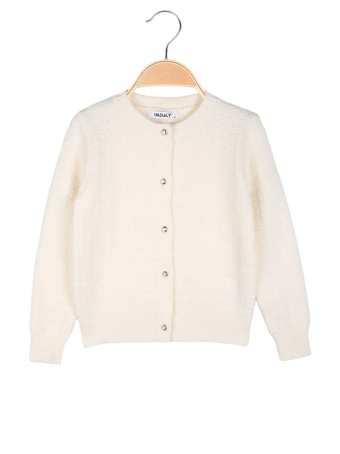 Injuly Cardigan da bambina in maglia con bottoni - beige