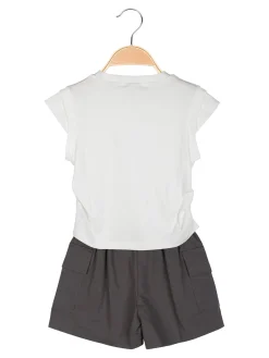 Injuly Completo corto da bambina con t-shirt e shorts con tasconi laterali