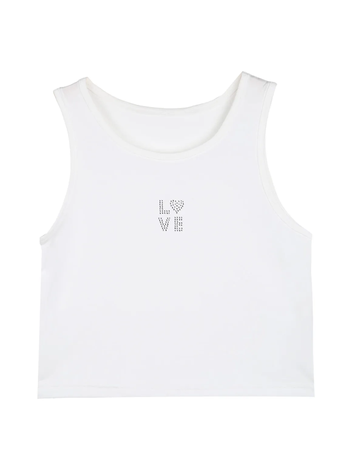 Injuly Completo 3 pezzi da bambina con top traforato e pantaloni misto lino - bianco