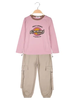 Injuly Completo 2 pezzi da bambina maglietta + pantaloni con tasconi