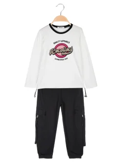 Injuly Completo 2 pezzi da bambina maglietta + pantaloni con tasconi