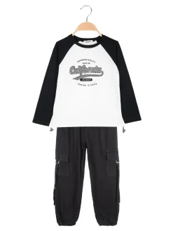 Injuly Completo 2 pezzi da ragazza maglietta + pantaloni con tasconi