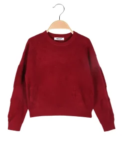 Injuly Maglione da bambina cuori - bordeaux