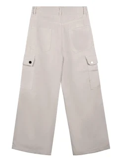 Injuly Pantaloni da ragazza a gamba larga con tasconi