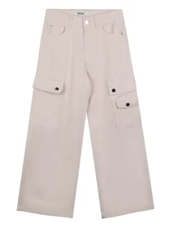 Injuly Pantaloni da ragazza a gamba larga con tasconi
