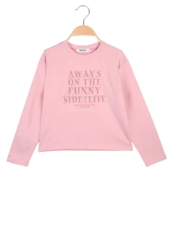 Injuly T-shirt da bambina in cotone a maniche lunghe con stampa - rosa