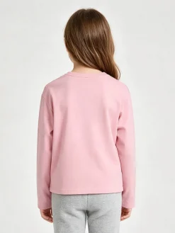 Injuly T-shirt da bambina in cotone a maniche lunghe con stampa - rosa