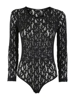 Intimami Body donna a maniche lunghe in pizzo - nero