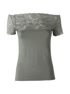 Intimami Maglia donna a maniche corte con pizzo - verde