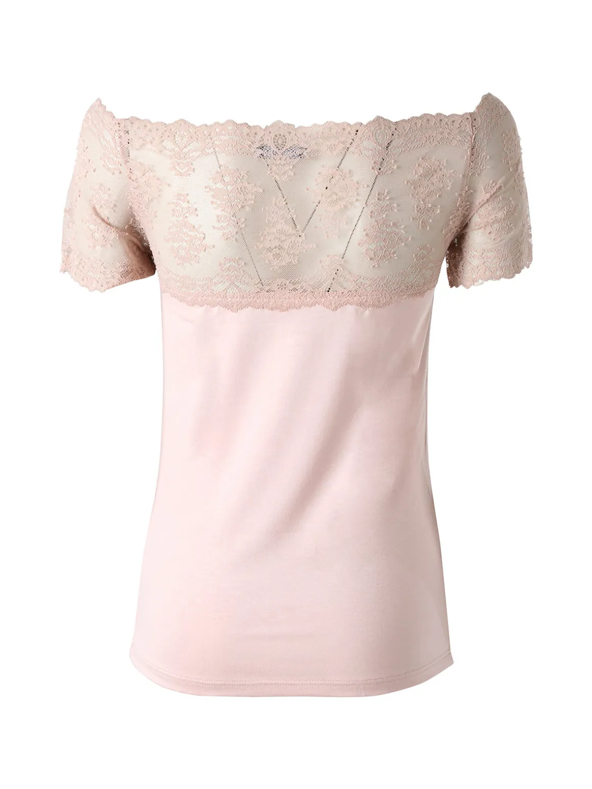 Intimami Maglia donna a maniche corte con pizzo - rosa