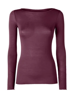 Intimami Maglia donna a maniche lunghe in misto lana con scollo a barca - bordeaux
