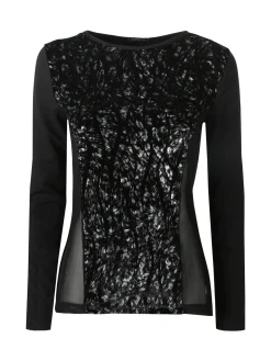Intimami Maglia donna a maniche lunghe in ciniglia con inserti in tulle - bronzo