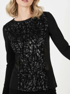 Intimami Maglia donna a maniche lunghe in ciniglia con inserti in tulle - bronzo
