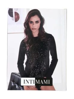 Intimami Maglia donna a maniche lunghe in ciniglia con inserti in tulle - grigio