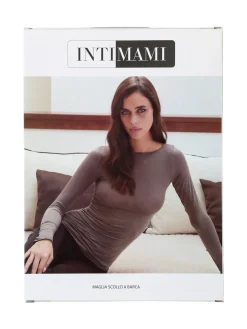 Intimami Maglia donna a maniche lunghe in misto lana con scollo a barca - porpora