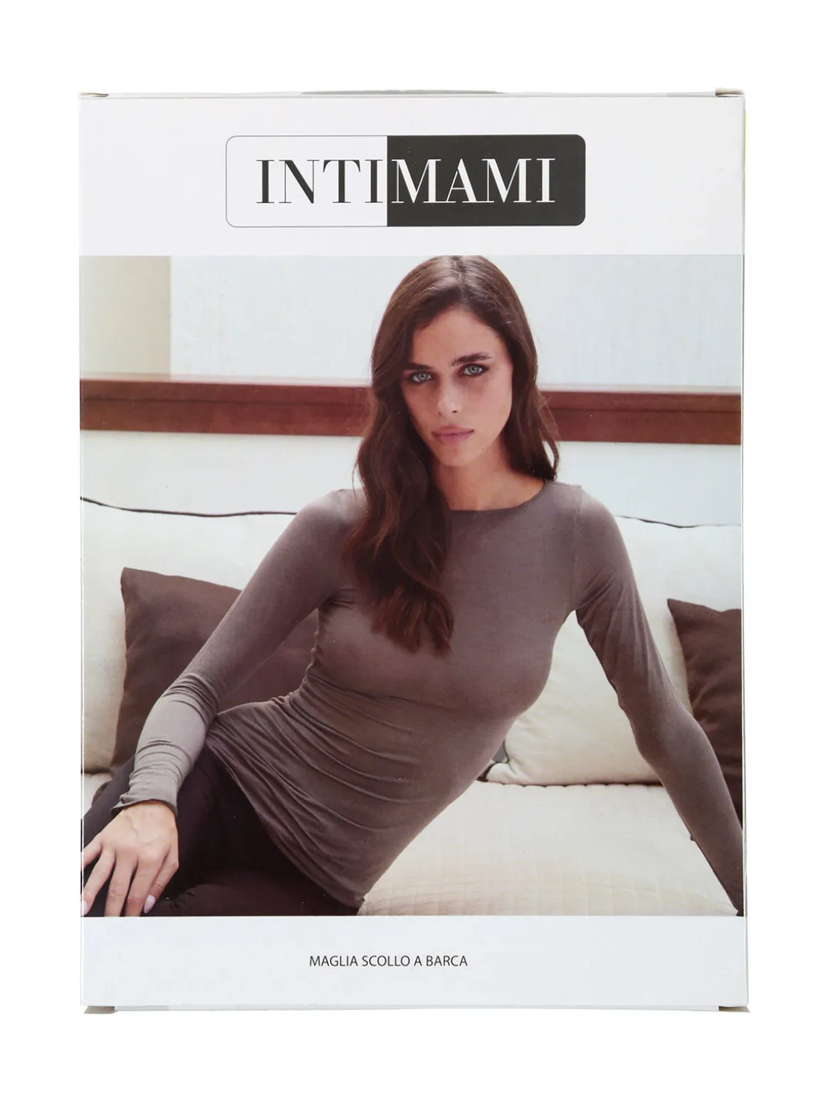 Intimami Maglia donna a maniche lunghe in misto lana con scollo a barca - panna