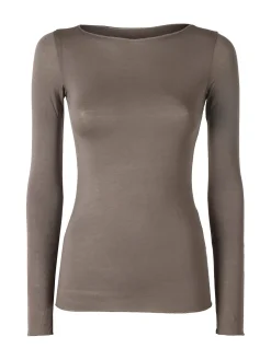 Intimami Maglia donna a maniche lunghe in misto lana con scollo a barca - grigio scuro