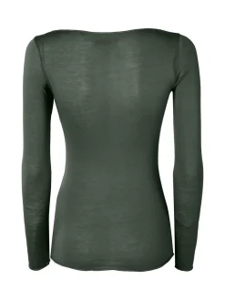 Intimami Maglia donna a maniche lunghe in misto lana con scollo a barca - verde