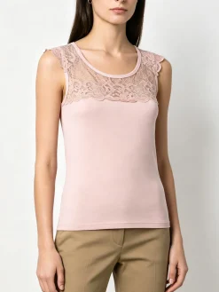 Intimami Top donna a spalla larga con scollo in pizzo - rosa