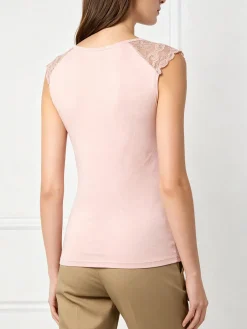 Intimami Top donna a spalla larga con scollo in pizzo - rosa