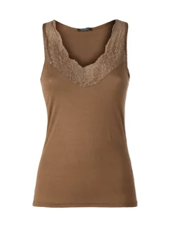 Intimami Top donna a spalla larga con scollo di pizzo - marrone