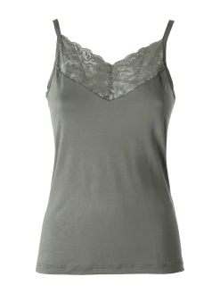 Intimami Top donna con spalline sottili e scollo in pizzo - verde