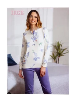 Irge Pigiama donna fiorato in cotone interlock - rosa