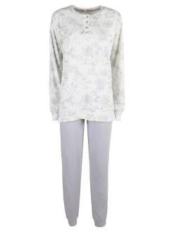 Irge Pigiama donna fiorato in cotone interlock - lilla