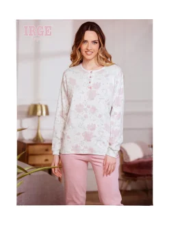 Irge Pigiama donna fiorato in cotone interlock - lilla