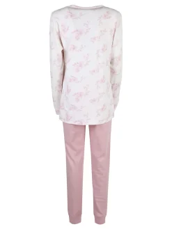 Irge Pigiama donna floreale in cotone interlock - rosa