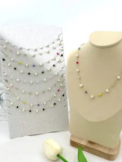 Italian Style Collana donna in acciaio con perline