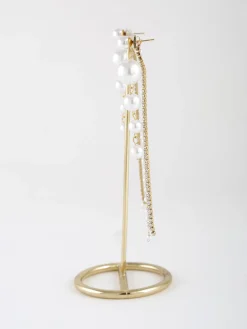 Italian Style Orecchini pendenti da donna con perle e strass