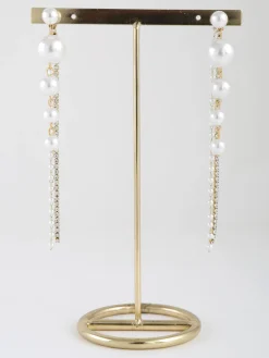Italian Style Orecchini pendenti da donna con perle e strass