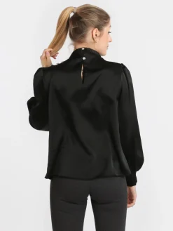 Jack Moda Blusa donna in raso con bottoni gioiello