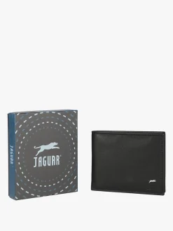 Jaguar Portafoglio da uomo in pelle con logo - nero
