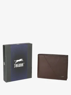 Jaguar Portafoglio da uomo in pelle con logo - moro