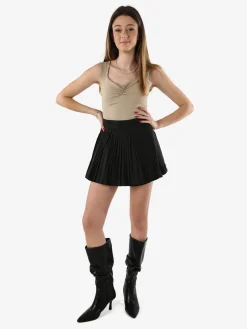 Jeans Louise Francoise Top body donna smanicato con scollo V arricciato - khaki